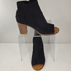 Rock & Candy by ZiGi Madasyn Black Peep Toe Perforated Ankle Boots Womens 8